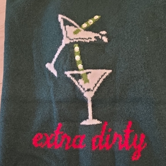 NWT C.C Dark Green Crewneck Sweater with Martini Design - Picture 4 of 7